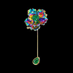 Rainbow Parrot Bloom Pin, Brooch, Anabela Chan Joaillerie - Fine jewelry with laboratory grown and created gemstones hand-crafted in the United Kingdom. Anabela Chan Joaillerie is the first fine jewellery brand in the world to champion laboratory-grown and created gemstones with high jewellery design, artisanal craftsmanship and a focus on ethical and sustainable innovations.