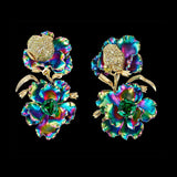 Rainbow Magnolia Earrings, Earring, Anabela Chan Joaillerie - Fine jewelry with laboratory grown and created gemstones hand-crafted in the United Kingdom. Anabela Chan Joaillerie is the first fine jewellery brand in the world to champion laboratory-grown and created gemstones with high jewellery design, artisanal craftsmanship and a focus on ethical and sustainable innovations.