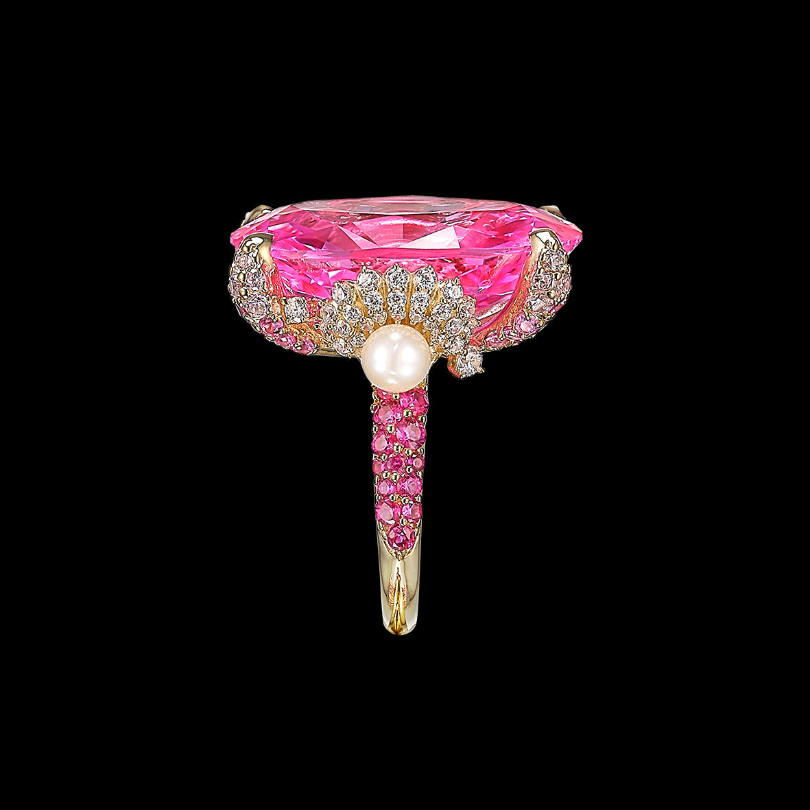 Rose Mermaid Ring, Ring, Anabela Chan Joaillerie - Fine jewelry with laboratory grown and created gemstones hand-crafted in the United Kingdom. Anabela Chan Joaillerie is the first fine jewellery brand in the world to champion laboratory-grown and created gemstones with high jewellery design, artisanal craftsmanship and a focus on ethical and sustainable innovations.