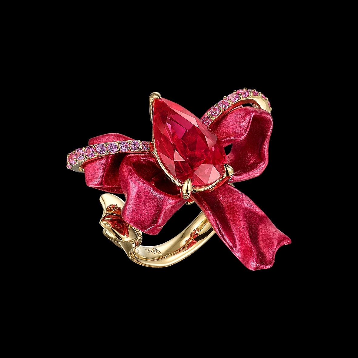 Ruby Cupid's Bow Ring, Ring, Anabela Chan Joaillerie - Fine jewelry with laboratory grown and created gemstones hand-crafted in the United Kingdom. Anabela Chan Joaillerie is the first fine jewellery brand in the world to champion laboratory-grown and created gemstones with high jewellery design, artisanal craftsmanship and a focus on ethical and sustainable innovations.