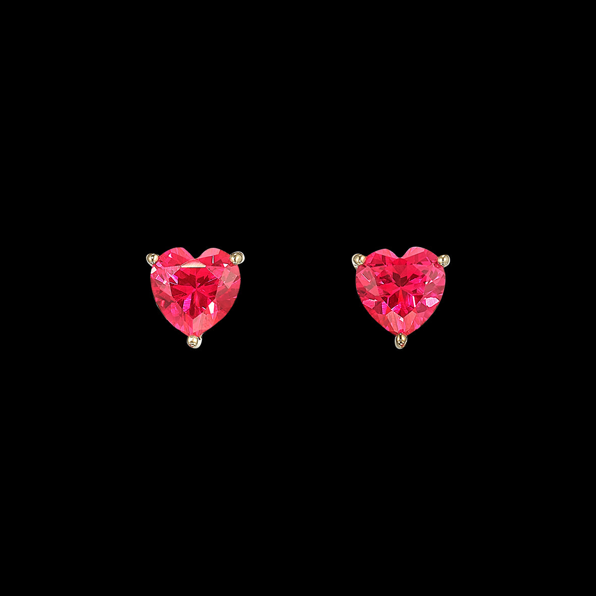 Ruby Heart Studs, Earring, Anabela Chan Joaillerie - Fine jewelry with laboratory grown and created gemstones hand-crafted in the United Kingdom. Anabela Chan Joaillerie is the first fine jewellery brand in the world to champion laboratory-grown and created gemstones with high jewellery design, artisanal craftsmanship and a focus on ethical and sustainable innovations.