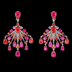 Ruby Sunset Starburst Earrings, Earring, Anabela Chan Joaillerie - Fine jewelry with laboratory grown and created gemstones hand-crafted in the United Kingdom. Anabela Chan Joaillerie is the first fine jewellery brand in the world to champion laboratory-grown and created gemstones with high jewellery design, artisanal craftsmanship and a focus on ethical and sustainable innovations.