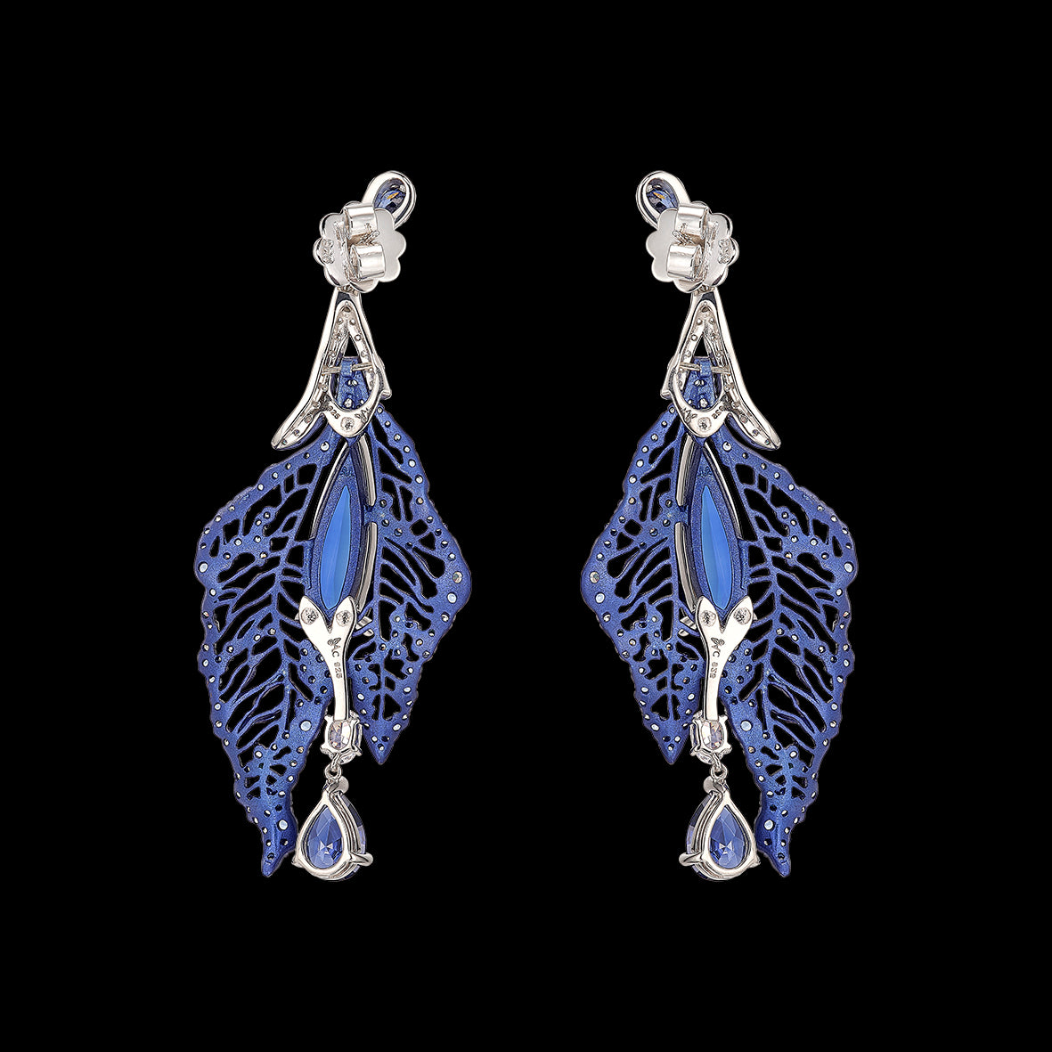 Sapphire Atlantis Earrings, Earring, Anabela Chan Joaillerie - Fine jewelry with laboratory grown and created gemstones hand-crafted in the United Kingdom. Anabela Chan Joaillerie is the first fine jewellery brand in the world to champion laboratory-grown and created gemstones with high jewellery design, artisanal craftsmanship and a focus on ethical and sustainable innovations.