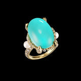 Turquoise Mermaid Ring, Ring, Anabela Chan Joaillerie - Fine jewelry with laboratory grown and created gemstones hand-crafted in the United Kingdom. Anabela Chan Joaillerie is the first fine jewellery brand in the world to champion laboratory-grown and created gemstones with high jewellery design, artisanal craftsmanship and a focus on ethical and sustainable innovations.