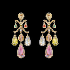 Tutti Frutti Chandelier Earrings, Earrings, Anabela Chan Joaillerie - Fine jewelry with laboratory grown and created gemstones hand-crafted in the United Kingdom. Anabela Chan Joaillerie is the first fine jewellery brand in the world to champion laboratory-grown and created gemstones with high jewellery design, artisanal craftsmanship and a focus on ethical and sustainable innovations.