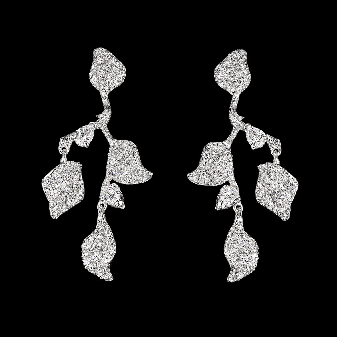 White Diamond Galatea Earrings, Earring, Anabela Chan Joaillerie - Fine jewelry with laboratory grown and created gemstones hand-crafted in the United Kingdom. Anabela Chan Joaillerie is the first fine jewellery brand in the world to champion laboratory-grown and created gemstones with high jewellery design, artisanal craftsmanship and a focus on ethical and sustainable innovations.