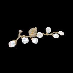 Gold Cherry Branch Brooch, Brooch, Anabela Chan Joaillerie - Fine jewelry with laboratory grown and created gemstones hand-crafted in the United Kingdom. Anabela Chan Joaillerie is the first fine jewellery brand in the world to champion laboratory-grown and created gemstones with high jewellery design, artisanal craftsmanship and a focus on ethical and sustainable innovations.