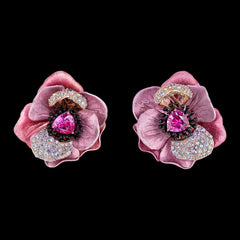 Rose Bloom Earrings, Earrings, Anabela Chan Joaillerie - Fine jewelry with laboratory grown and created gemstones hand-crafted in the United Kingdom. Anabela Chan Joaillerie is the first fine jewellery brand in the world to champion laboratory-grown and created gemstones with high jewellery design, artisanal craftsmanship and a focus on ethical and sustainable innovations.