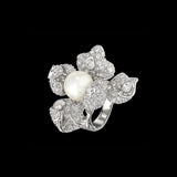 White Mini Blossom Ring, Ring, Anabela Chan Joaillerie - Fine jewelry with laboratory grown and created gemstones hand-crafted in the United Kingdom. Anabela Chan Joaillerie is the first fine jewellery brand in the world to champion laboratory-grown and created gemstones with high jewellery design, artisanal craftsmanship and a focus on ethical and sustainable innovations.