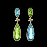 Aqua Tourmaline Papillon Earrings, Earring, Anabela Chan Joaillerie - Fine jewelry with laboratory grown and created gemstones hand-crafted in the United Kingdom. Anabela Chan Joaillerie is the first fine jewellery brand in the world to champion laboratory-grown and created gemstones with high jewellery design, artisanal craftsmanship and a focus on ethical and sustainable innovations.
