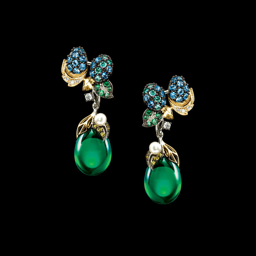 Greenberry Drop Earrings, Earring, Anabela Chan Joaillerie - Fine jewelry with laboratory grown and created gemstones hand-crafted in the United Kingdom. Anabela Chan Joaillerie is the first fine jewellery brand in the world to champion laboratory-grown and created gemstones with high jewellery design, artisanal craftsmanship and a focus on ethical and sustainable innovations.