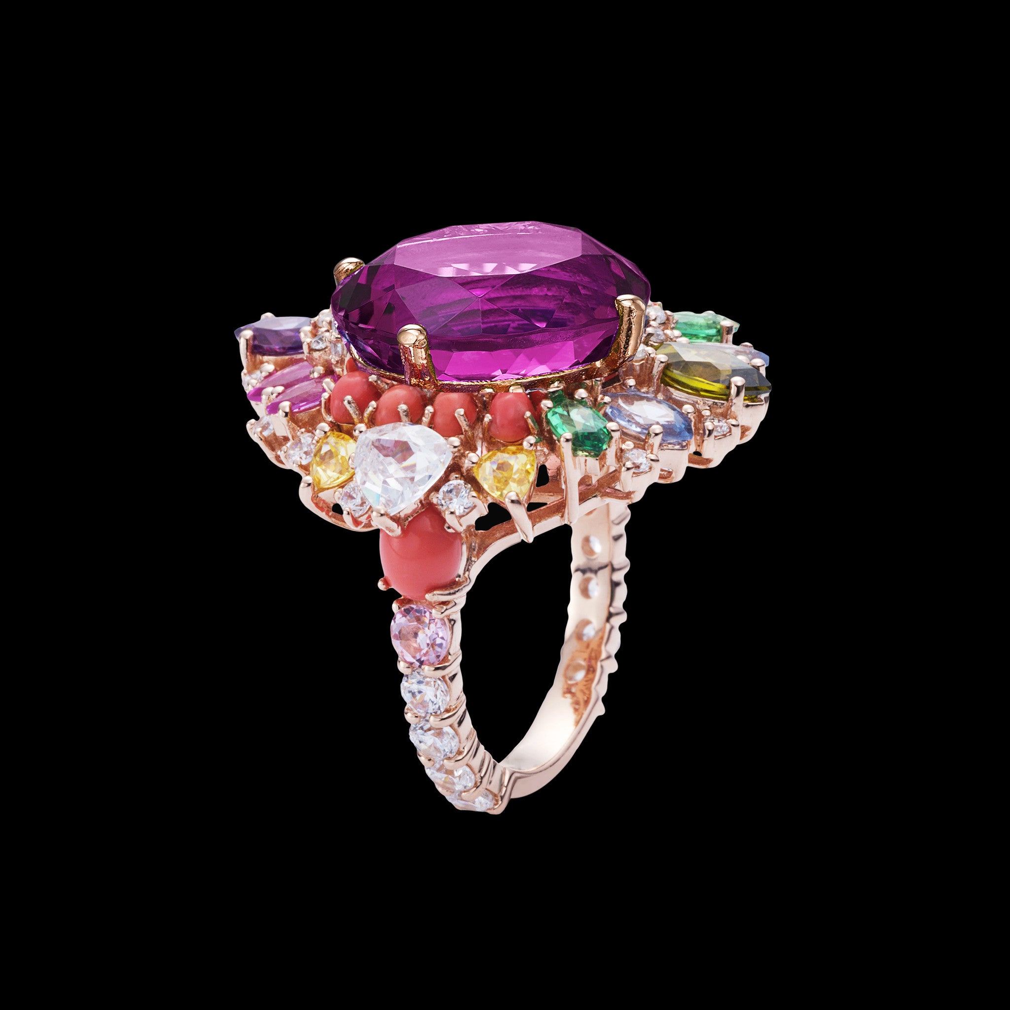 Rose Nereides Ring, Ring, Anabela Chan Joaillerie - Fine jewelry with laboratory grown and created gemstones hand-crafted in the United Kingdom. Anabela Chan Joaillerie is the first fine jewellery brand in the world to champion laboratory-grown and created gemstones with high jewellery design, artisanal craftsmanship and a focus on ethical and sustainable innovations.