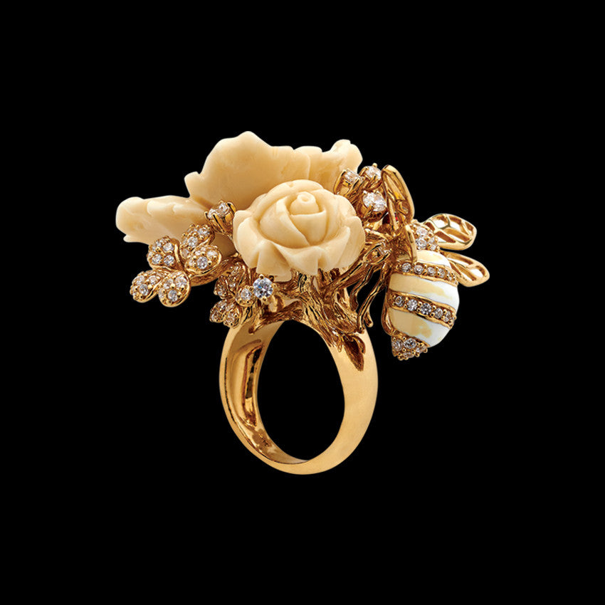 Bumble Blossom Ring, Ring, Anabela Chan Joaillerie - Fine jewelry with laboratory grown and created gemstones hand-crafted in the United Kingdom. Anabela Chan Joaillerie is the first fine jewellery brand in the world to champion laboratory-grown and created gemstones with high jewellery design, artisanal craftsmanship and a focus on ethical and sustainable innovations.