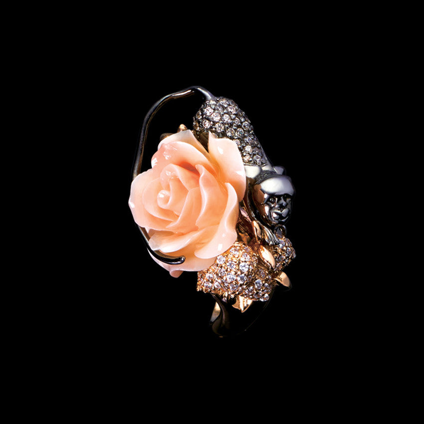 Rose Monkey Ring, Ring, Anabela Chan Joaillerie - Fine jewelry with laboratory grown and created gemstones hand-crafted in the United Kingdom. Anabela Chan Joaillerie is the first fine jewellery brand in the world to champion laboratory-grown and created gemstones with high jewellery design, artisanal craftsmanship and a focus on ethical and sustainable innovations.