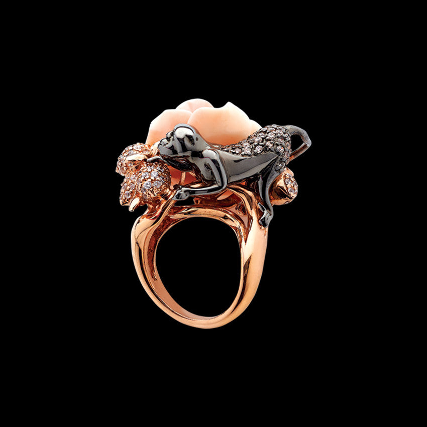 Rose Monkey Ring, Ring, Anabela Chan Joaillerie - Fine jewelry with laboratory grown and created gemstones hand-crafted in the United Kingdom. Anabela Chan Joaillerie is the first fine jewellery brand in the world to champion laboratory-grown and created gemstones with high jewellery design, artisanal craftsmanship and a focus on ethical and sustainable innovations.
