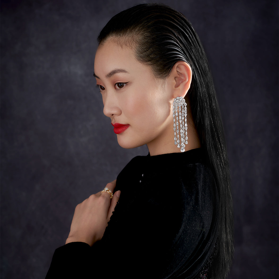 Diamond Cascade Earrings, Earring, Anabela Chan Joaillerie - Fine jewelry with laboratory grown and created gemstones hand-crafted in the United Kingdom. Anabela Chan Joaillerie is the first fine jewellery brand in the world to champion laboratory-grown and created gemstones with high jewellery design, artisanal craftsmanship and a focus on ethical and sustainable innovations.