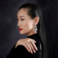 Diamond Chandelier Earrings, Earring, Anabela Chan Joaillerie - Fine jewelry with laboratory grown and created gemstones hand-crafted in the United Kingdom. Anabela Chan Joaillerie is the first fine jewellery brand in the world to champion laboratory-grown and created gemstones with high jewellery design, artisanal craftsmanship and a focus on ethical and sustainable innovations.