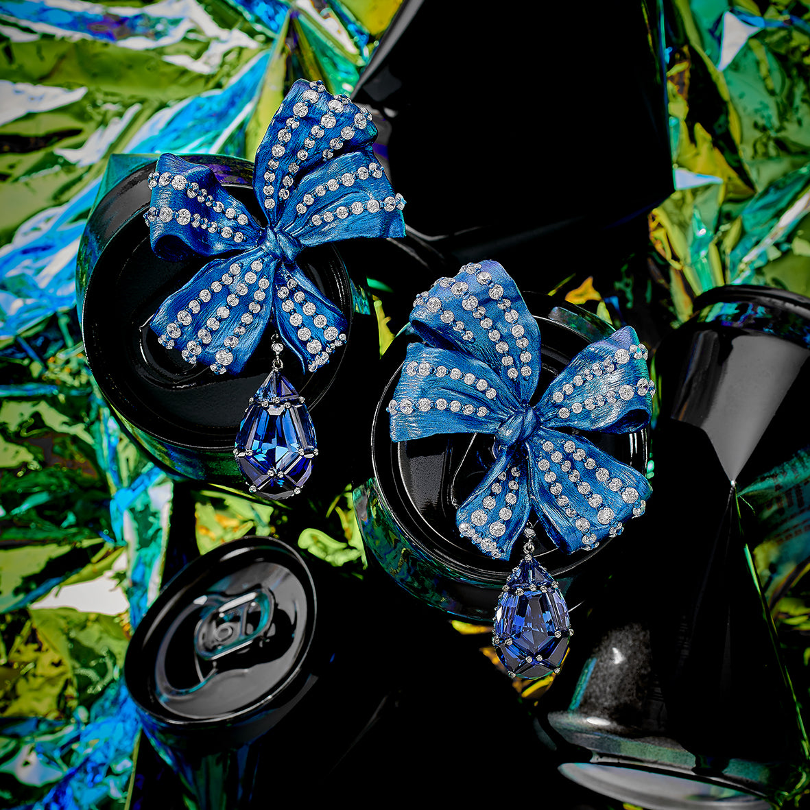 Sapphire Gingham Bow Earrings – Anabela Chan Joaillerie