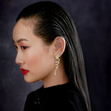 Golden Ribbon Twirl Earrings, Earring, Anabela Chan Joaillerie - Fine jewelry with laboratory grown and created gemstones hand-crafted in the United Kingdom. Anabela Chan Joaillerie is the first fine jewellery brand in the world to champion laboratory-grown and created gemstones with high jewellery design, artisanal craftsmanship and a focus on ethical and sustainable innovations.