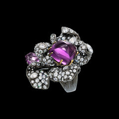 Amethyst Blossom Ring, Ring, Anabela Chan Joaillerie - Fine jewelry with laboratory grown and created gemstones hand-crafted in the United Kingdom. Anabela Chan Joaillerie is the first fine jewellery brand in the world to champion laboratory-grown and created gemstones with high jewellery design, artisanal craftsmanship and a focus on ethical and sustainable innovations.