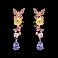 Amethyst Vine Earrings, Earring, Anabela Chan Joaillerie - Fine jewelry with laboratory grown and created gemstones hand-crafted in the United Kingdom. Anabela Chan Joaillerie is the first fine jewellery brand in the world to champion laboratory-grown and created gemstones with high jewellery design, artisanal craftsmanship and a focus on ethical and sustainable innovations.