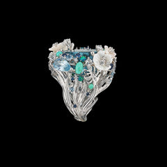Aqua Paradise Ring, Ring, Anabela Chan Joaillerie - Fine jewelry with laboratory grown and created gemstones hand-crafted in the United Kingdom. Anabela Chan Joaillerie is the first fine jewellery brand in the world to champion laboratory-grown and created gemstones with high jewellery design, artisanal craftsmanship and a focus on ethical and sustainable innovations.