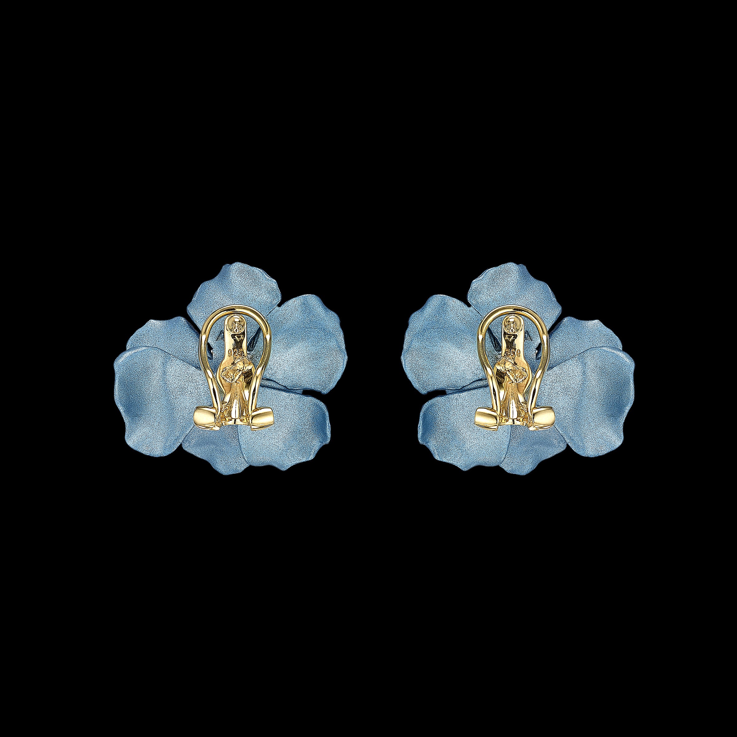 Baby Blue Rose Studs, Earrings, Anabela Chan Joaillerie - Fine jewelry with laboratory grown and created gemstones hand-crafted in the United Kingdom. Anabela Chan Joaillerie is the first fine jewellery brand in the world to champion laboratory-grown and created gemstones with high jewellery design, artisanal craftsmanship and a focus on ethical and sustainable innovations.