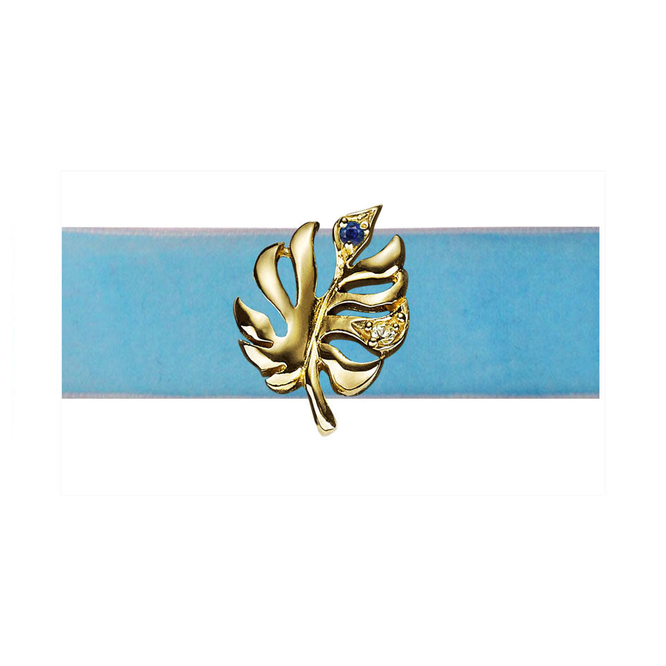 Baby Blue Palm Choker, Necklace, Anabela Chan Joaillerie - Fine jewelry with laboratory grown and created gemstones hand-crafted in the United Kingdom. Anabela Chan Joaillerie is the first fine jewellery brand in the world to champion laboratory-grown and created gemstones with high jewellery design, artisanal craftsmanship and a focus on ethical and sustainable innovations.