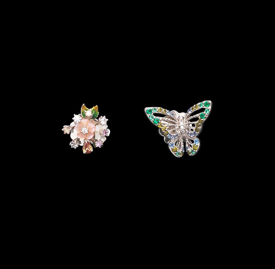 Butterfly Bouquet Studs, Earring, Anabela Chan Joaillerie - Fine jewelry with laboratory grown and created gemstones hand-crafted in the United Kingdom. Anabela Chan Joaillerie is the first fine jewellery brand in the world to champion laboratory-grown and created gemstones with high jewellery design, artisanal craftsmanship and a focus on ethical and sustainable innovations.