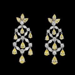 Canary Chandelier Earrings, Earring, Anabela Chan Joaillerie - Fine jewelry with laboratory grown and created gemstones hand-crafted in the United Kingdom. Anabela Chan Joaillerie is the first fine jewellery brand in the world to champion laboratory-grown and created gemstones with high jewellery design, artisanal craftsmanship and a focus on ethical and sustainable innovations.