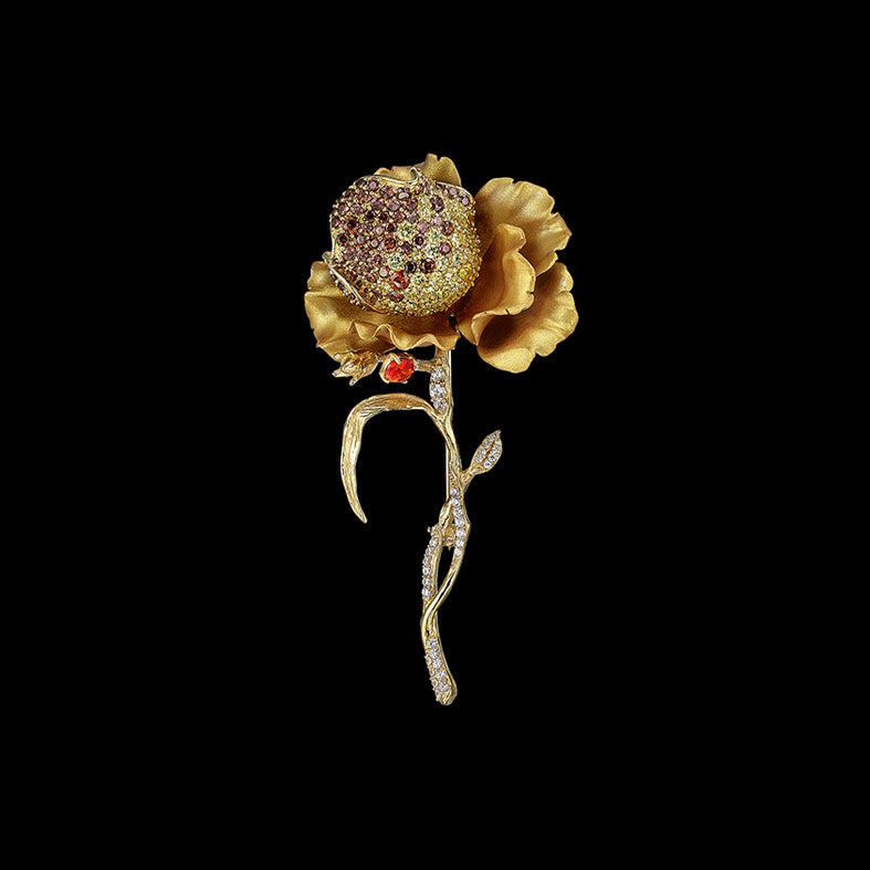 Canary Parrot Tulip Brooch, Brooch, Anabela Chan Joaillerie - Fine jewelry with laboratory grown and created gemstones hand-crafted in the United Kingdom. Anabela Chan Joaillerie is the first fine jewellery brand in the world to champion laboratory-grown and created gemstones with high jewellery design, artisanal craftsmanship and a focus on ethical and sustainable innovations.