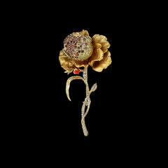 Canary Parrot Tulip Brooch, Brooch, Anabela Chan Joaillerie - Fine jewelry with laboratory grown and created gemstones hand-crafted in the United Kingdom. Anabela Chan Joaillerie is the first fine jewellery brand in the world to champion laboratory-grown and created gemstones with high jewellery design, artisanal craftsmanship and a focus on ethical and sustainable innovations.