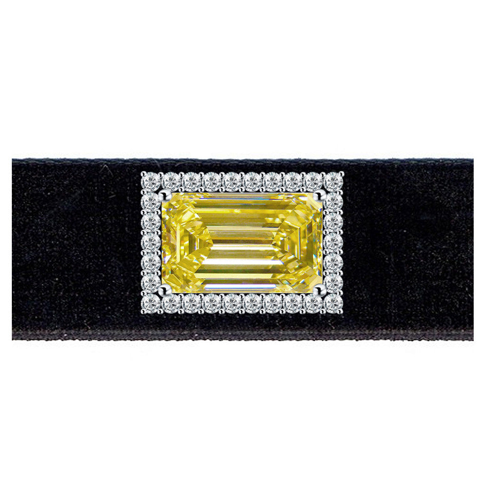 Canary Diamond Velvet Choker, Necklace, Anabela Chan Joaillerie - Fine jewelry with laboratory grown and created gemstones hand-crafted in the United Kingdom. Anabela Chan Joaillerie is the first fine jewellery brand in the world to champion laboratory-grown and created gemstones with high jewellery design, artisanal craftsmanship and a focus on ethical and sustainable innovations.