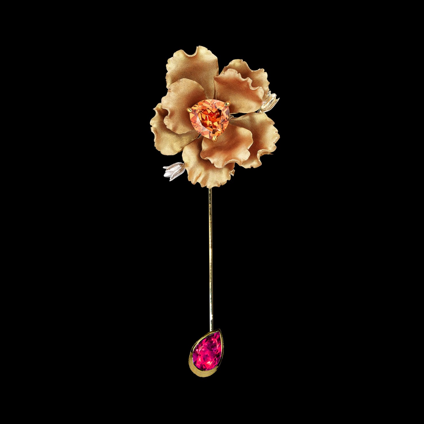 Citrine Parrot Bloom Pin, Brooch, Anabela Chan Joaillerie - Fine jewelry with laboratory grown and created gemstones hand-crafted in the United Kingdom. Anabela Chan Joaillerie is the first fine jewellery brand in the world to champion laboratory-grown and created gemstones with high jewellery design, artisanal craftsmanship and a focus on ethical and sustainable innovations.