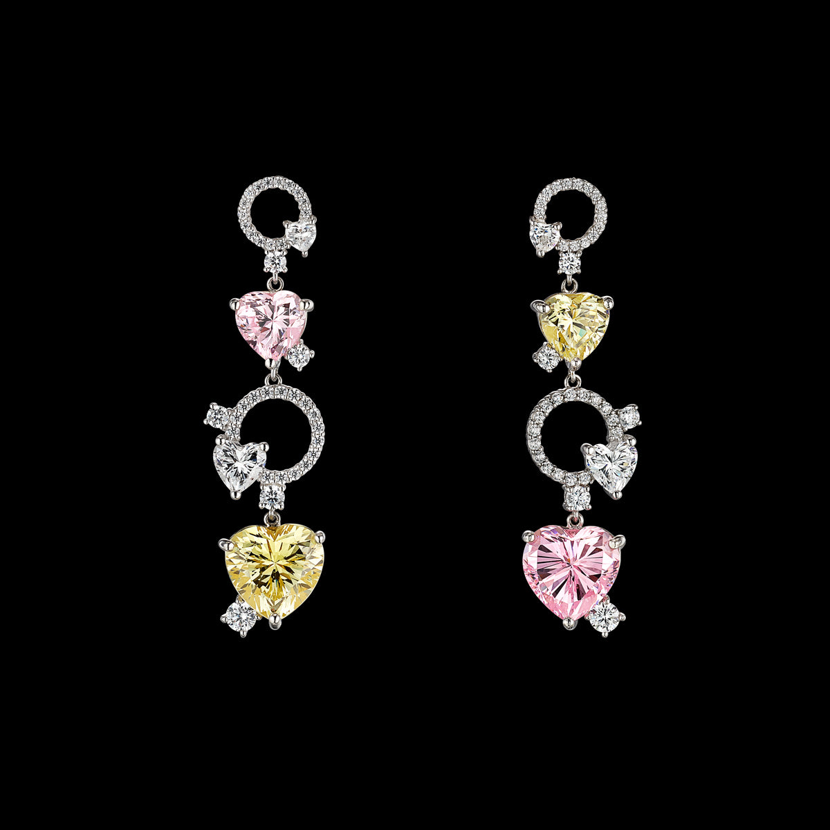 Pink crystal heart earrings, sparkling all pink crystal puff heart earrings  NEW | eBay