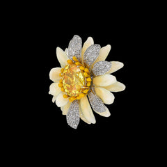 Sunflower Bloom Earrings, Earring, Anabela Chan Joaillerie - Fine jewelry with laboratory grown and created gemstones hand-crafted in the United Kingdom. Anabela Chan Joaillerie is the first fine jewellery brand in the world to champion laboratory-grown and created gemstones with high jewellery design, artisanal craftsmanship and a focus on ethical and sustainable innovations.
