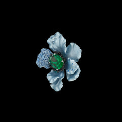 Emerald Poppy Brooch, Brooch, Anabela Chan Joaillerie - Fine jewelry with laboratory grown and created gemstones hand-crafted in the United Kingdom. Anabela Chan Joaillerie is the first fine jewellery brand in the world to champion laboratory-grown and created gemstones with high jewellery design, artisanal craftsmanship and a focus on ethical and sustainable innovations.