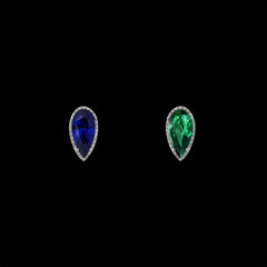 Emerald Sapphire Papillon Earrings, Earring, Anabela Chan Joaillerie - Fine jewelry with laboratory grown and created gemstones hand-crafted in the United Kingdom. Anabela Chan Joaillerie is the first fine jewellery brand in the world to champion laboratory-grown and created gemstones with high jewellery design, artisanal craftsmanship and a focus on ethical and sustainable innovations.