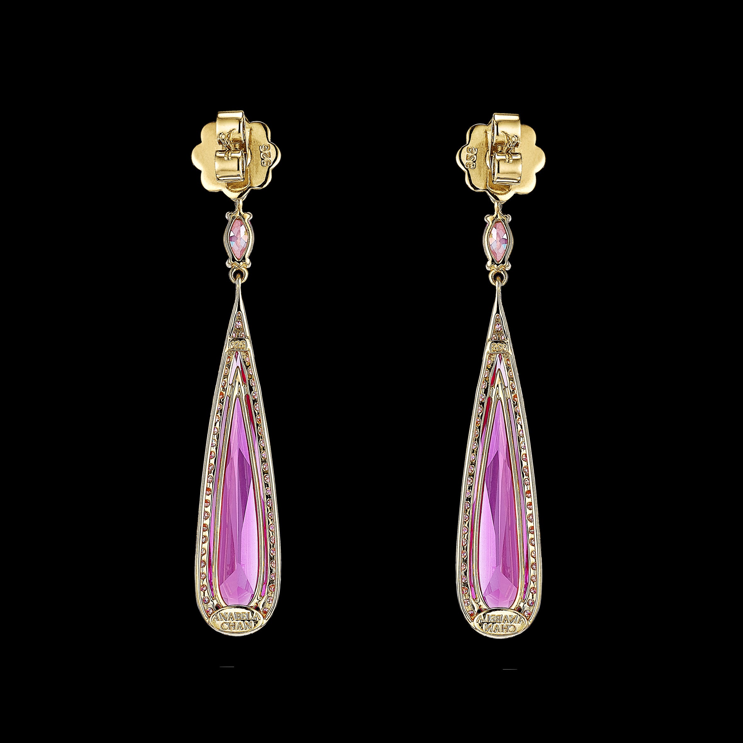 Fuchsia Shard Earrings, Earring, Anabela Chan Joaillerie - Fine jewelry with laboratory grown and created gemstones hand-crafted in the United Kingdom. Anabela Chan Joaillerie is the first fine jewellery brand in the world to champion laboratory-grown and created gemstones with high jewellery design, artisanal craftsmanship and a focus on ethical and sustainable innovations.