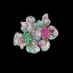 Garden Blossom Ring, Ring, Anabela Chan Joaillerie - Fine jewelry with laboratory grown and created gemstones hand-crafted in the United Kingdom. Anabela Chan Joaillerie is the first fine jewellery brand in the world to champion laboratory-grown and created gemstones with high jewellery design, artisanal craftsmanship and a focus on ethical and sustainable innovations.