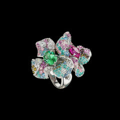 Garden Blossom Ring, Ring, Anabela Chan Joaillerie - Fine jewelry with laboratory grown and created gemstones hand-crafted in the United Kingdom. Anabela Chan Joaillerie is the first fine jewellery brand in the world to champion laboratory-grown and created gemstones with high jewellery design, artisanal craftsmanship and a focus on ethical and sustainable innovations.