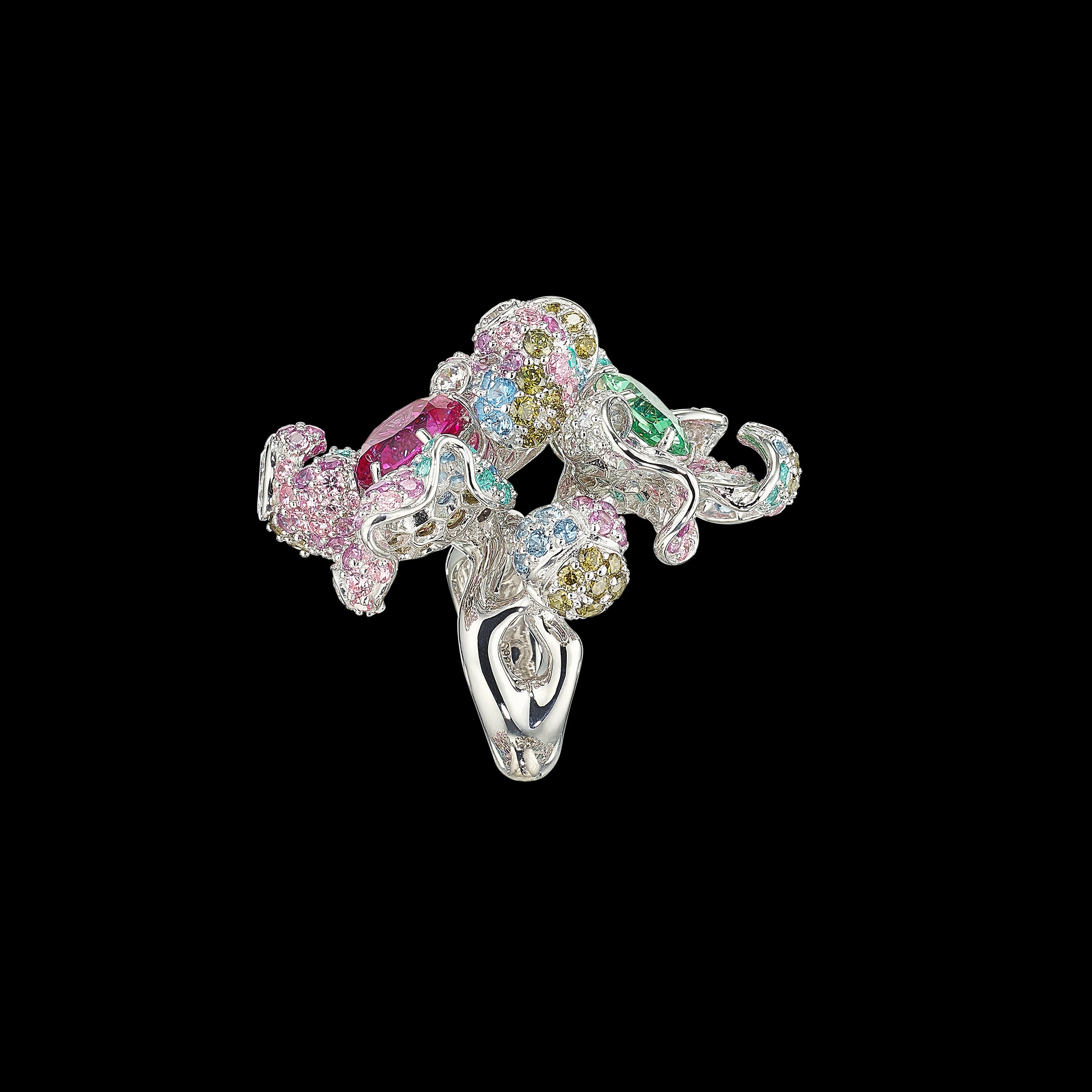Garden Blossom Ring, Ring, Anabela Chan Joaillerie - Fine jewelry with laboratory grown and created gemstones hand-crafted in the United Kingdom. Anabela Chan Joaillerie is the first fine jewellery brand in the world to champion laboratory-grown and created gemstones with high jewellery design, artisanal craftsmanship and a focus on ethical and sustainable innovations.