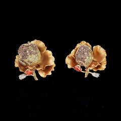 Rose Magnolia Earrings, Earring, Anabela Chan Joaillerie - Fine jewelry with laboratory grown and created gemstones hand-crafted in the United Kingdom. Anabela Chan Joaillerie is the first fine jewellery brand in the world to champion laboratory-grown and created gemstones with high jewellery design, artisanal craftsmanship and a focus on ethical and sustainable innovations.