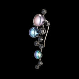 Grey Pearl Constellation Earrings, Earring, Anabela Chan Joaillerie - Fine jewelry with laboratory grown and created gemstones hand-crafted in the United Kingdom. Anabela Chan Joaillerie is the first fine jewellery brand in the world to champion laboratory-grown and created gemstones with high jewellery design, artisanal craftsmanship and a focus on ethical and sustainable innovations.