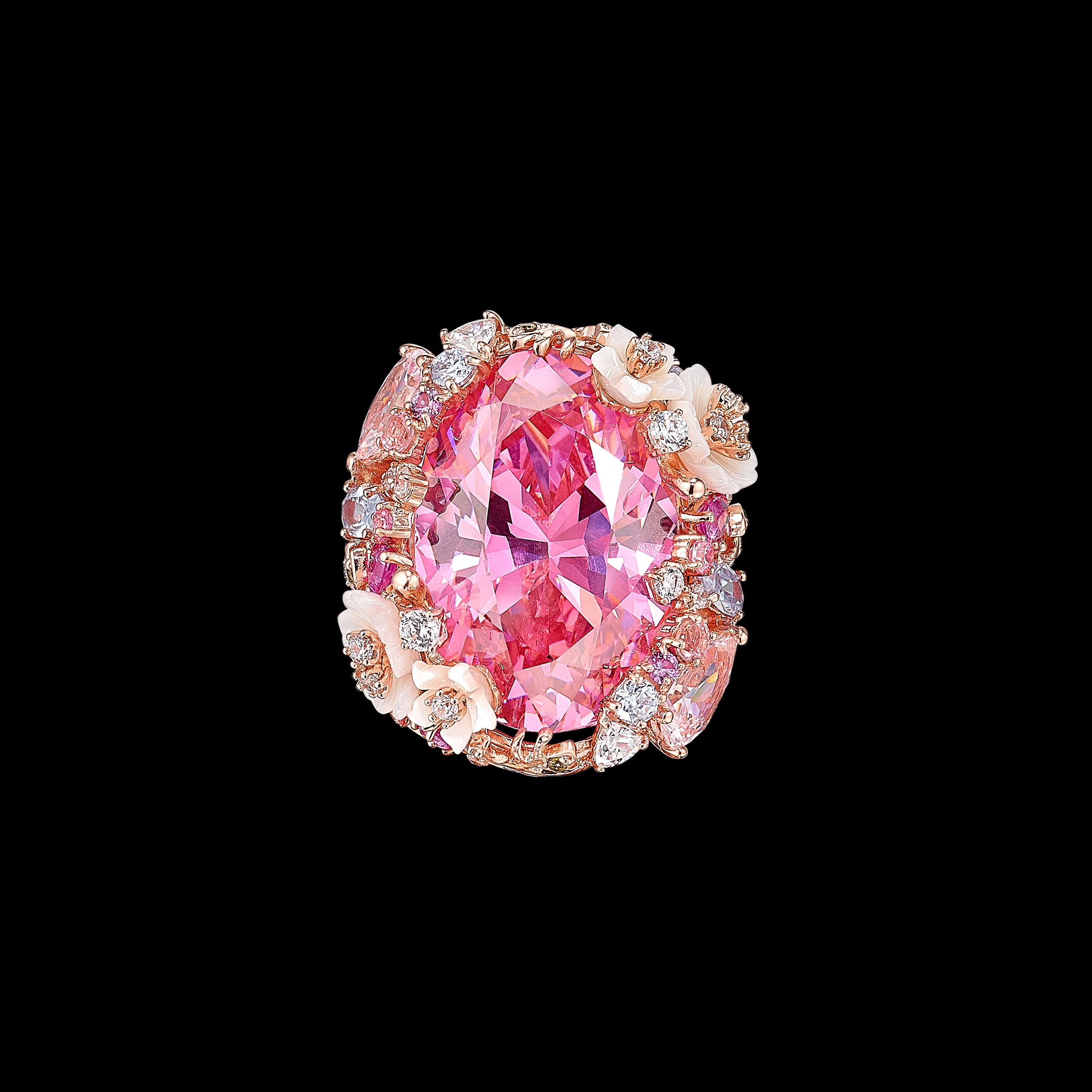 Pale Rose Paradise Ring, Ring, Anabela Chan Joaillerie - Fine jewelry with laboratory grown and created gemstones hand-crafted in the United Kingdom. Anabela Chan Joaillerie is the first fine jewellery brand in the world to champion laboratory-grown and created gemstones with high jewellery design, artisanal craftsmanship and a focus on ethical and sustainable innovations.