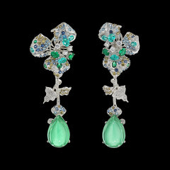 Paraiba Orchid Earrings, Earrings, Anabela Chan Joaillerie - Fine jewelry with laboratory grown and created gemstones hand-crafted in the United Kingdom. Anabela Chan Joaillerie is the first fine jewellery brand in the world to champion laboratory-grown and created gemstones with high jewellery design, artisanal craftsmanship and a focus on ethical and sustainable innovations.