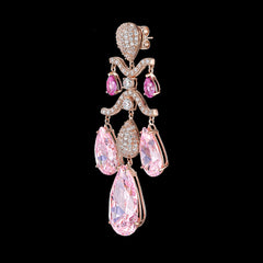 Pink Sapphire Chandelier Earrings, Earring, Anabela Chan Joaillerie - Fine jewelry with laboratory grown and created gemstones hand-crafted in the United Kingdom. Anabela Chan Joaillerie is the first fine jewellery brand in the world to champion laboratory-grown and created gemstones with high jewellery design, artisanal craftsmanship and a focus on ethical and sustainable innovations.