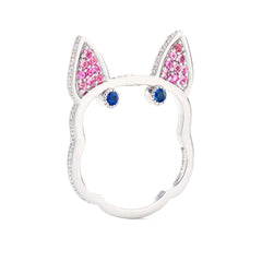 Pink Diamond Frenchie Ring, Ring, Puppy rings, Anabela Chan Joaillerie - Fine jewelry with laboratory grown and created gemstones hand-crafted in the United Kingdom. Anabela Chan Joaillerie is the first fine jewellery brand in the world to champion laboratory-grown and created gemstones with high jewellery design, artisanal craftsmanship and a focus on ethical and sustainable innovations.