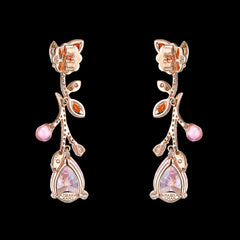 Rose Citrus Vine Earrings, Earring, Anabela Chan Joaillerie - Fine jewelry with laboratory grown and created gemstones hand-crafted in the United Kingdom. Anabela Chan Joaillerie is the first fine jewellery brand in the world to champion laboratory-grown and created gemstones with high jewellery design, artisanal craftsmanship and a focus on ethical and sustainable innovations.