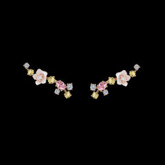 Rose Floral Ear Climbers, Earring, Anabela Chan Joaillerie - Fine jewelry with laboratory grown and created gemstones hand-crafted in the United Kingdom. Anabela Chan Joaillerie is the first fine jewellery brand in the world to champion laboratory-grown and created gemstones with high jewellery design, artisanal craftsmanship and a focus on ethical and sustainable innovations.